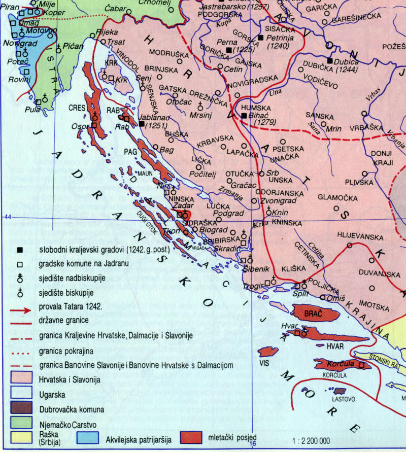 Karta Hrvatske druga polovina 13st
